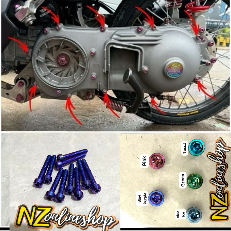BAUT TITANIUM BAK CVT AEROX NMAX HARGA 10 BAUT
