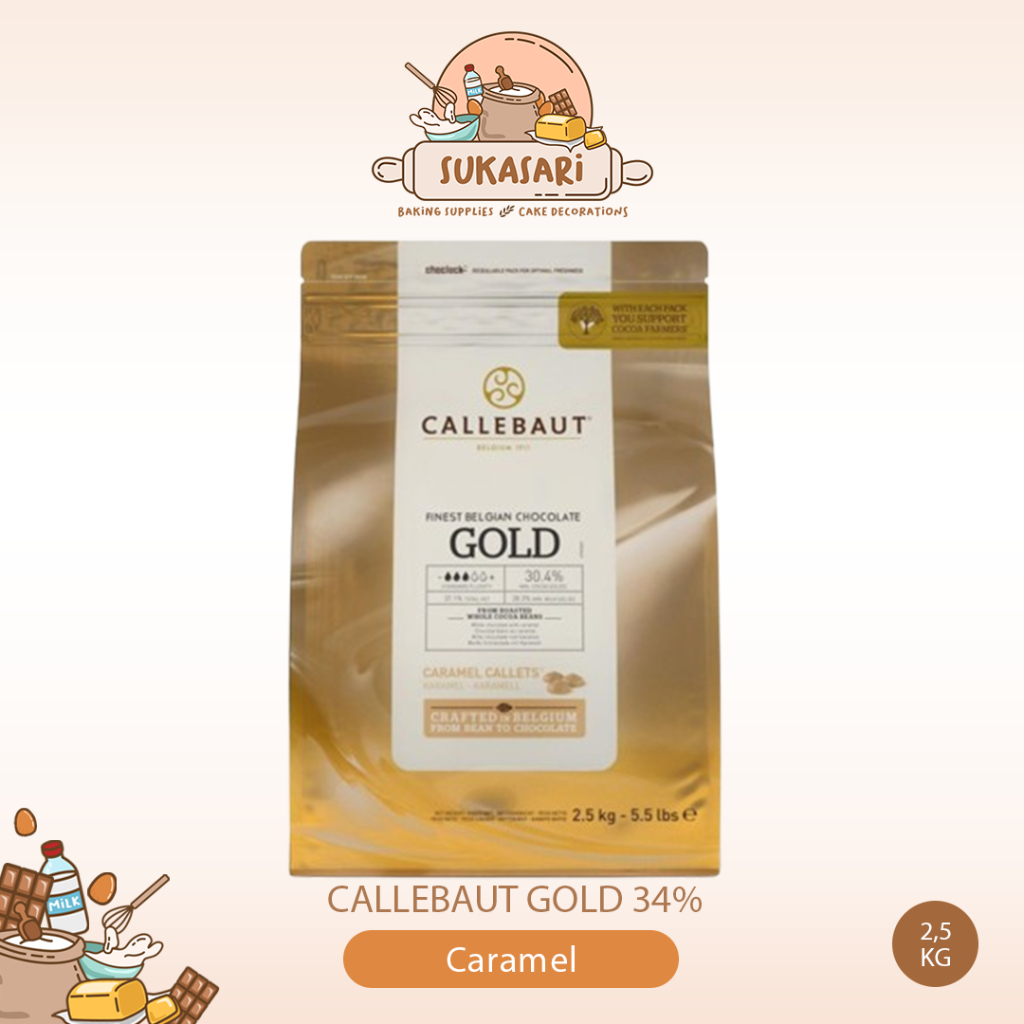 

Callebaut Gold 2,5kg Caramel 30,4% Chocolate Couverture Karamel Cokelat Coin