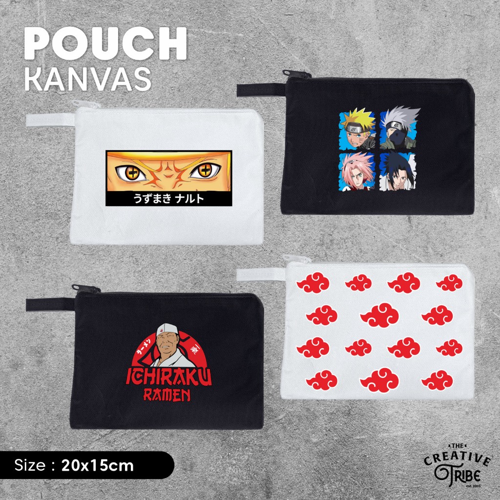 

Naruto - Pouch Kanvas 20x15cm - Tempat Pensil Kain Tas Make Up Sekolah Kantor Sablon DTF Anime