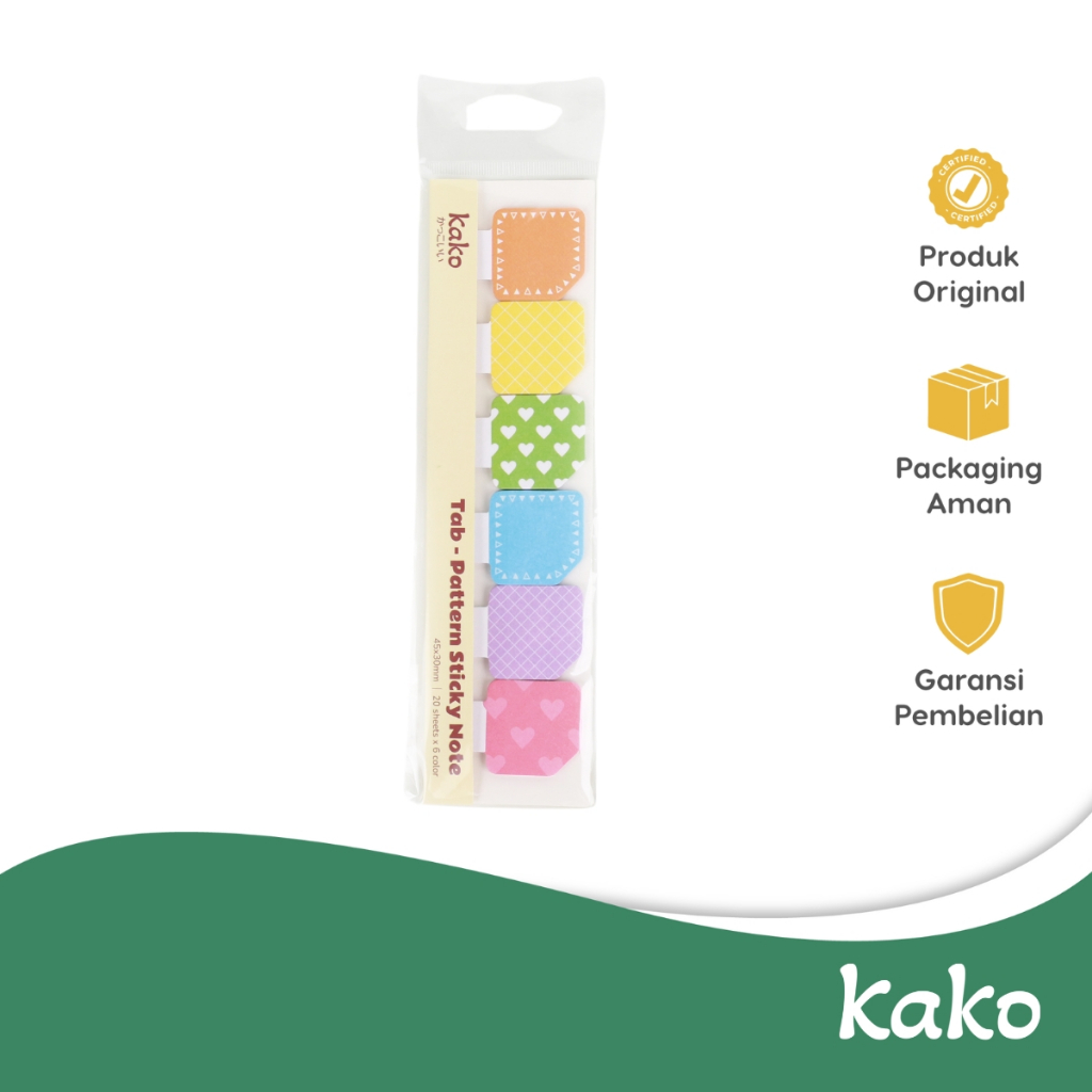 

KAKO STICKY NOTE DIECUT TAB PATTERN 6CLR 45X30MM 20SHT