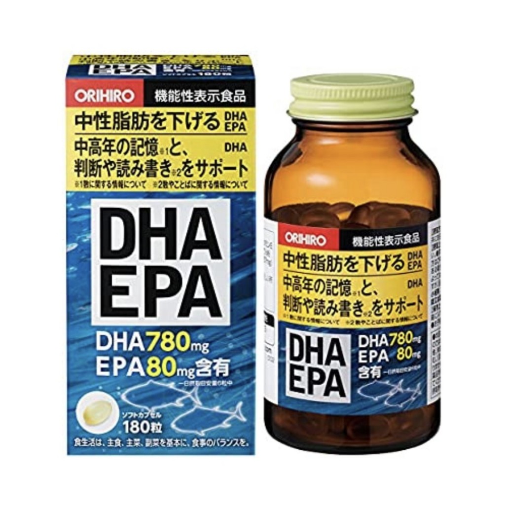 Orihiro DHA EPA Squalene 180 Capsules Kesehatan Otak Japan