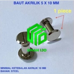 Pen Iklan 5 x 5 Baut Akrilik Kecil Mini / Stabil Kaca Sign Board Skrup Metal Pin baut jilid buku 7 6