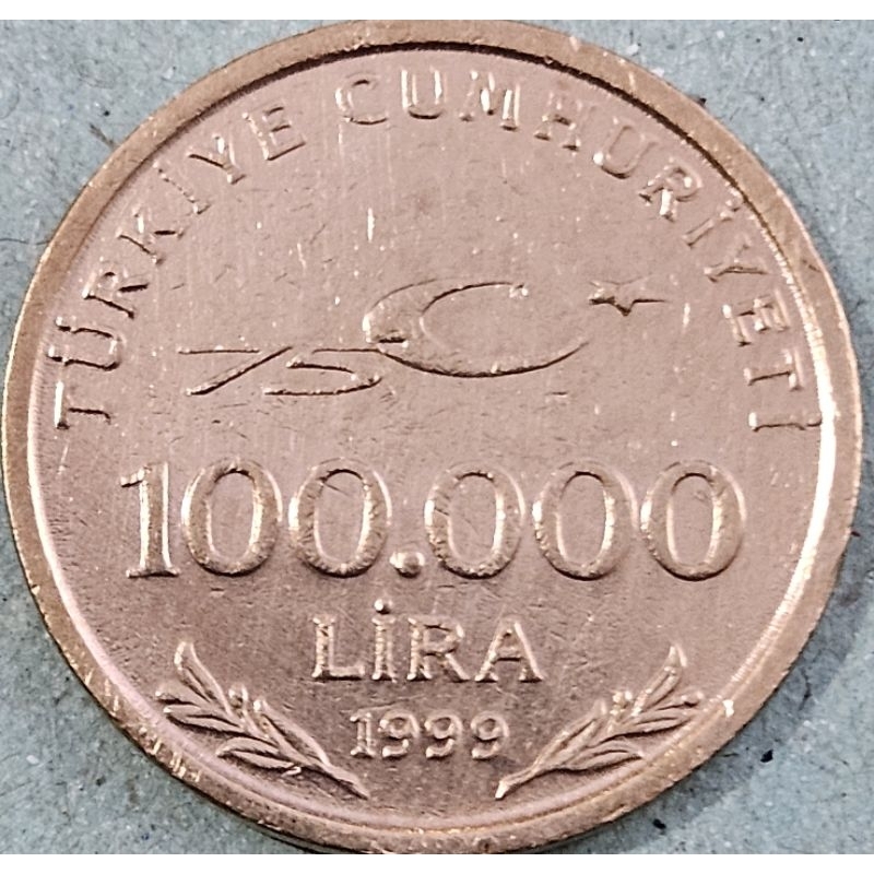 #Super murah nominal besar Koin Asing Negara Turkey 100.000 Lira tahun 1999 mustafa kemal ataturk ko