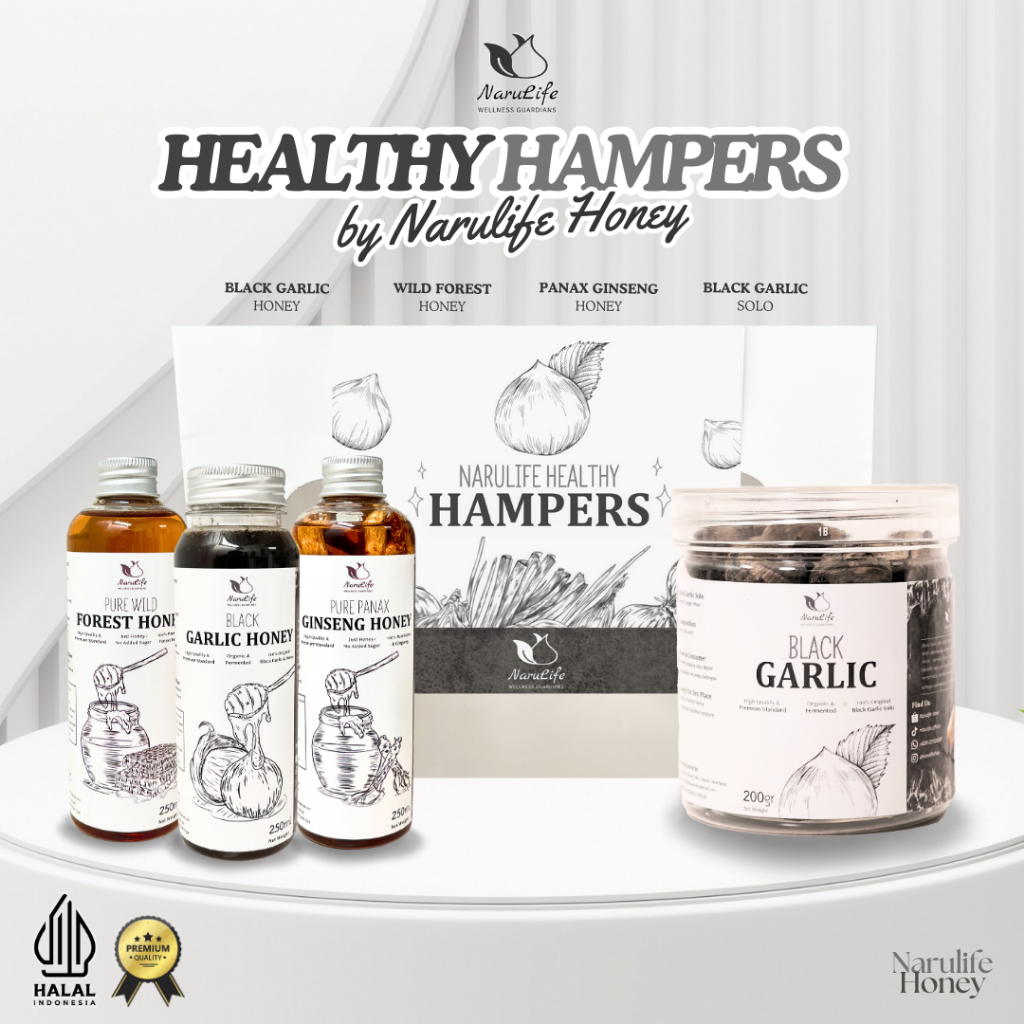 

Narulife Hampers Sehat – Madu Hutan Asli, Madu Black Garlic, Madu Ginseng & Black Garlic Solo | ORI 100% PREMIUM SET