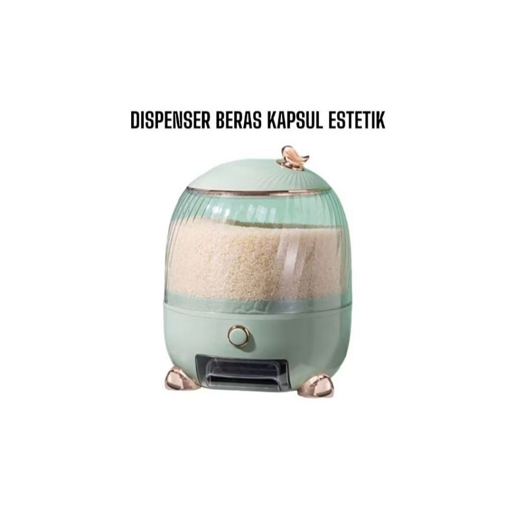 Dispenser Beras Estetik Kapsul Mewah Antik Rice Dispenser Wadah Penyimpanan Beras Rice Bucket Rice B