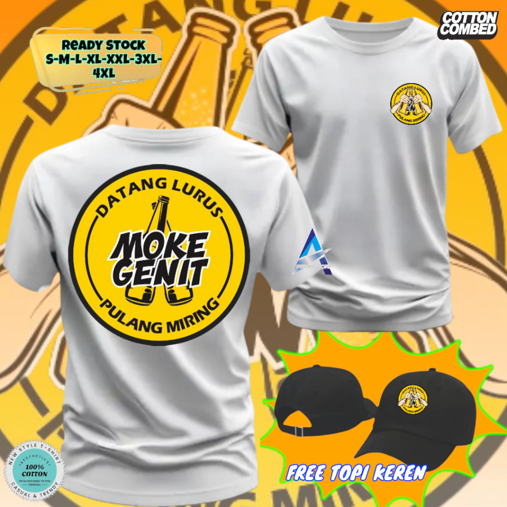 TSHIRT DISTRO ATASAN PRIA MOKE GENIT DATANG LURUS PULANG MIRING CHERSS DESIGN SIMPEL CASUAL BAHAN KA