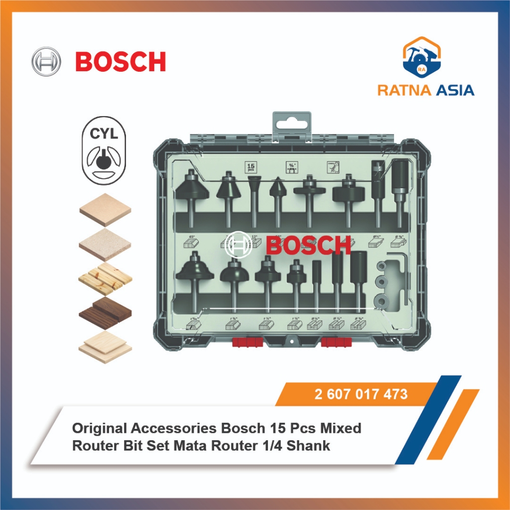 Mata Router Bosch Set 15 pcs Router Bit