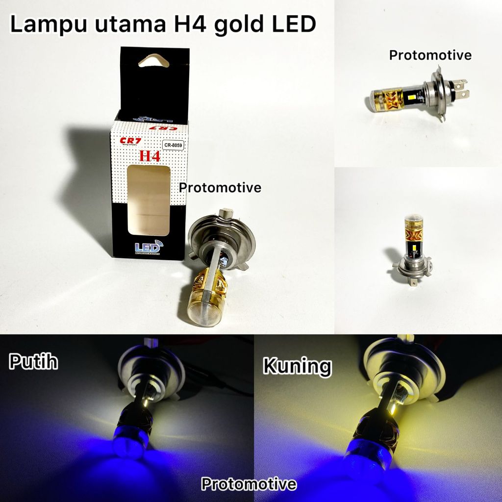 CR7 Lampu utama H4 LED Body gold CR-8059
