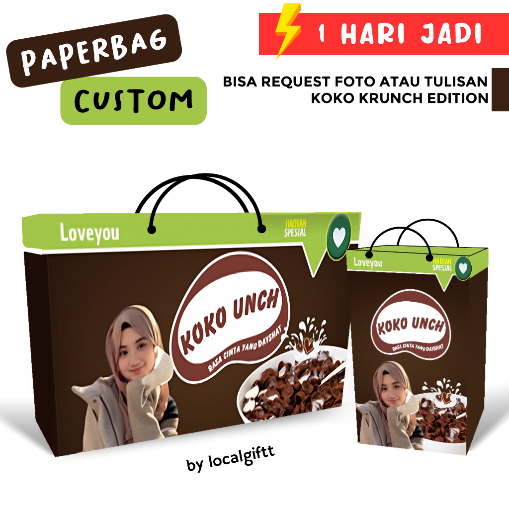 

Paperbag Custom Koko Krunch Edition | Bisa request foto dan tulisan | Paperbag custom | Paperbag lucu | Paperbag Foto | Tas Custom