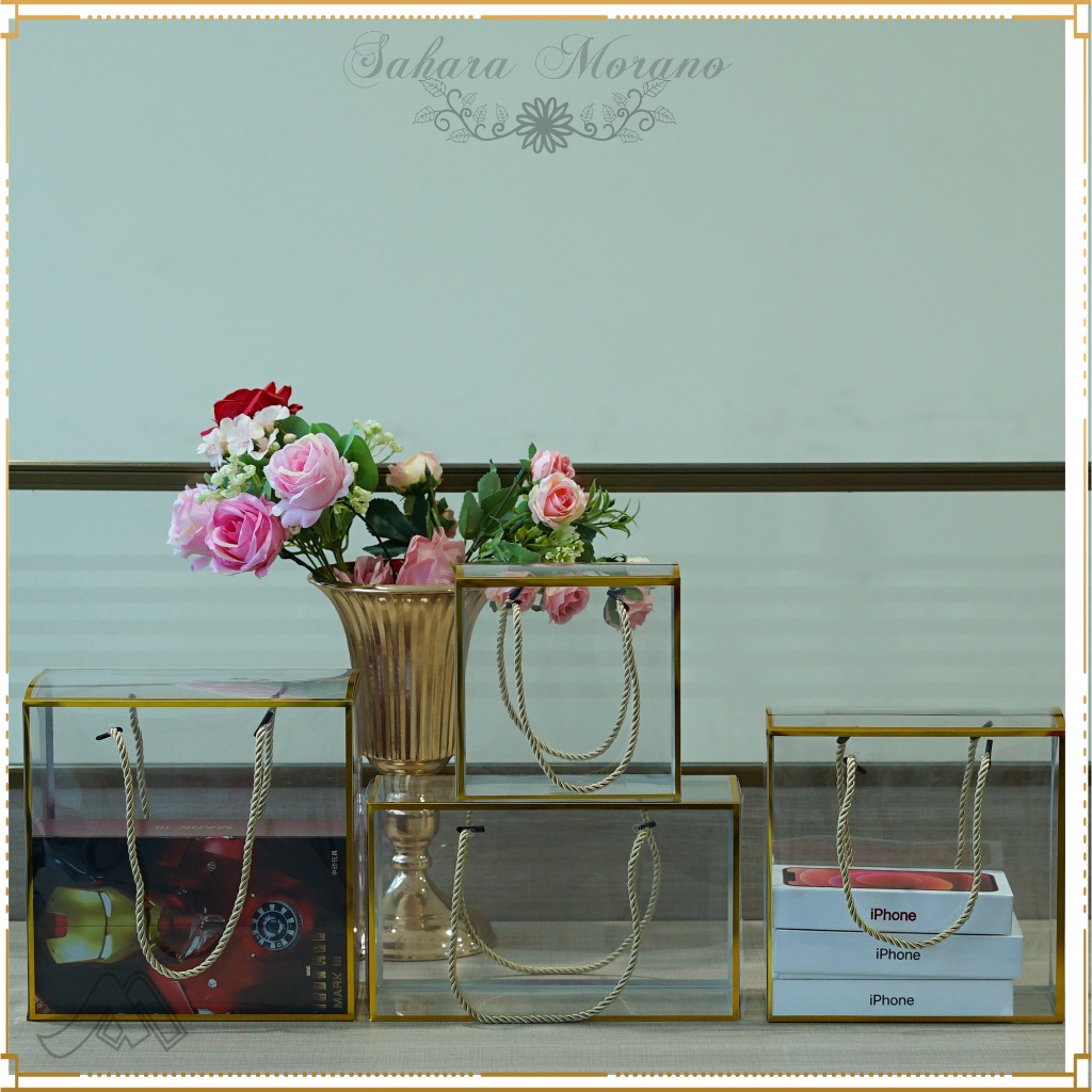 

Flower Box List Emas Kotak PVC Transparant Tali Kotak Bunga Kotak Hadiah Kotak Souvenir