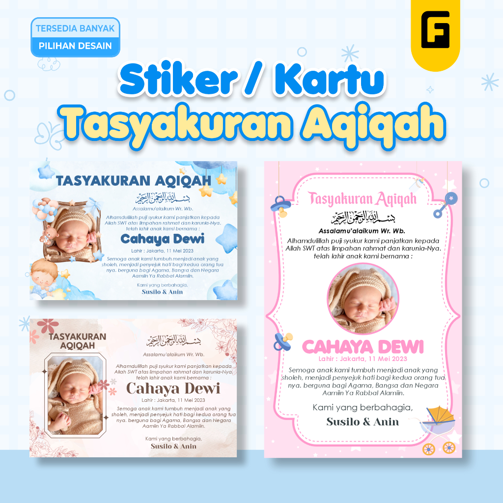 

Stiker Tasyakuran Aqiqah - Stiker Aqiqah - Kartu Tasyakuran Aqiqah - Kartu Ucapan Aqiqah