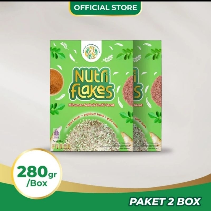 

Nutriflakes sereal umbi garut with psyilium husk & daun kelor 2 box 280gr