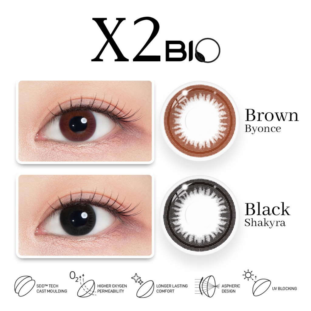 X2 Bio - Black Shakyra | Brown Byonce | X2 Softlens | Soflens Black | Soflens Brown | Soflen Natural