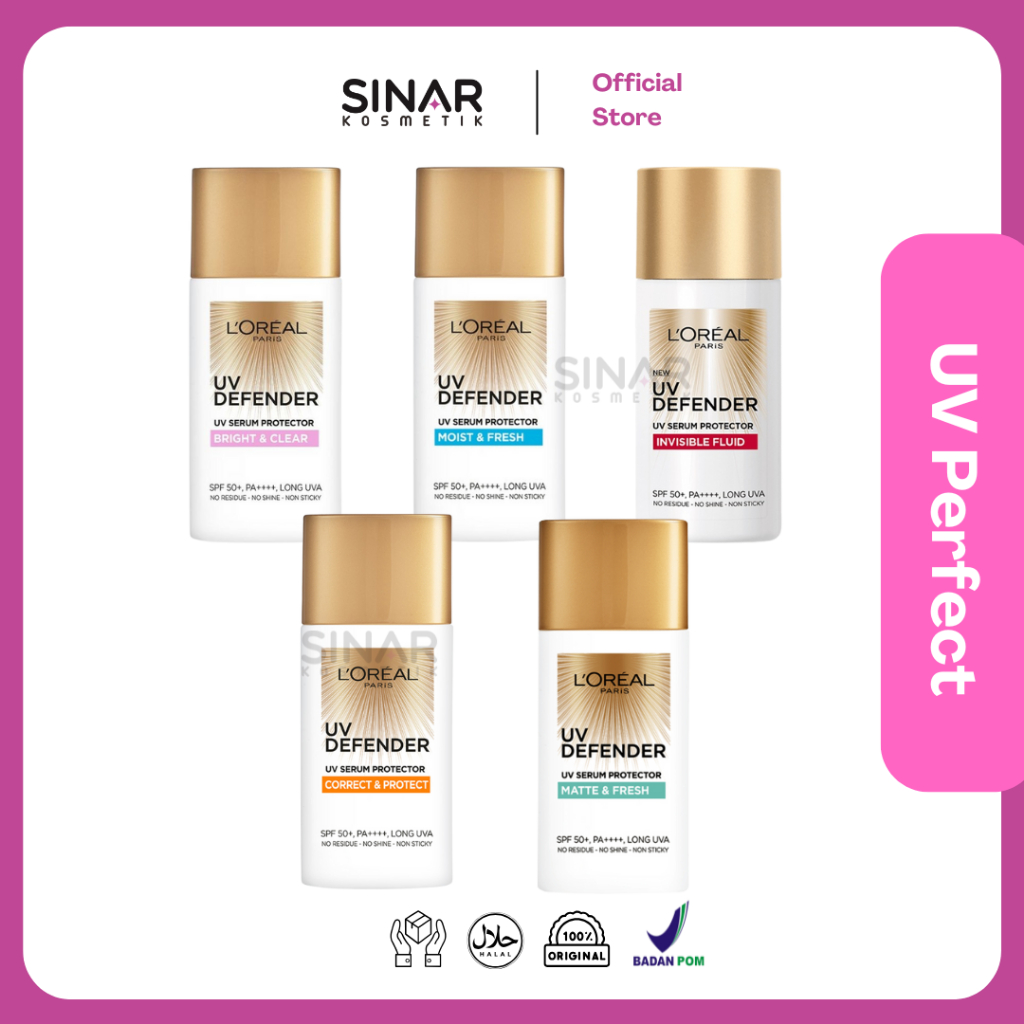 Loreal L'Oreal UV Perfect │UV Defender Serum Sunscreen  SPF 50+ PA++++ 15ml / 30ml / 50ml | Sun - Re