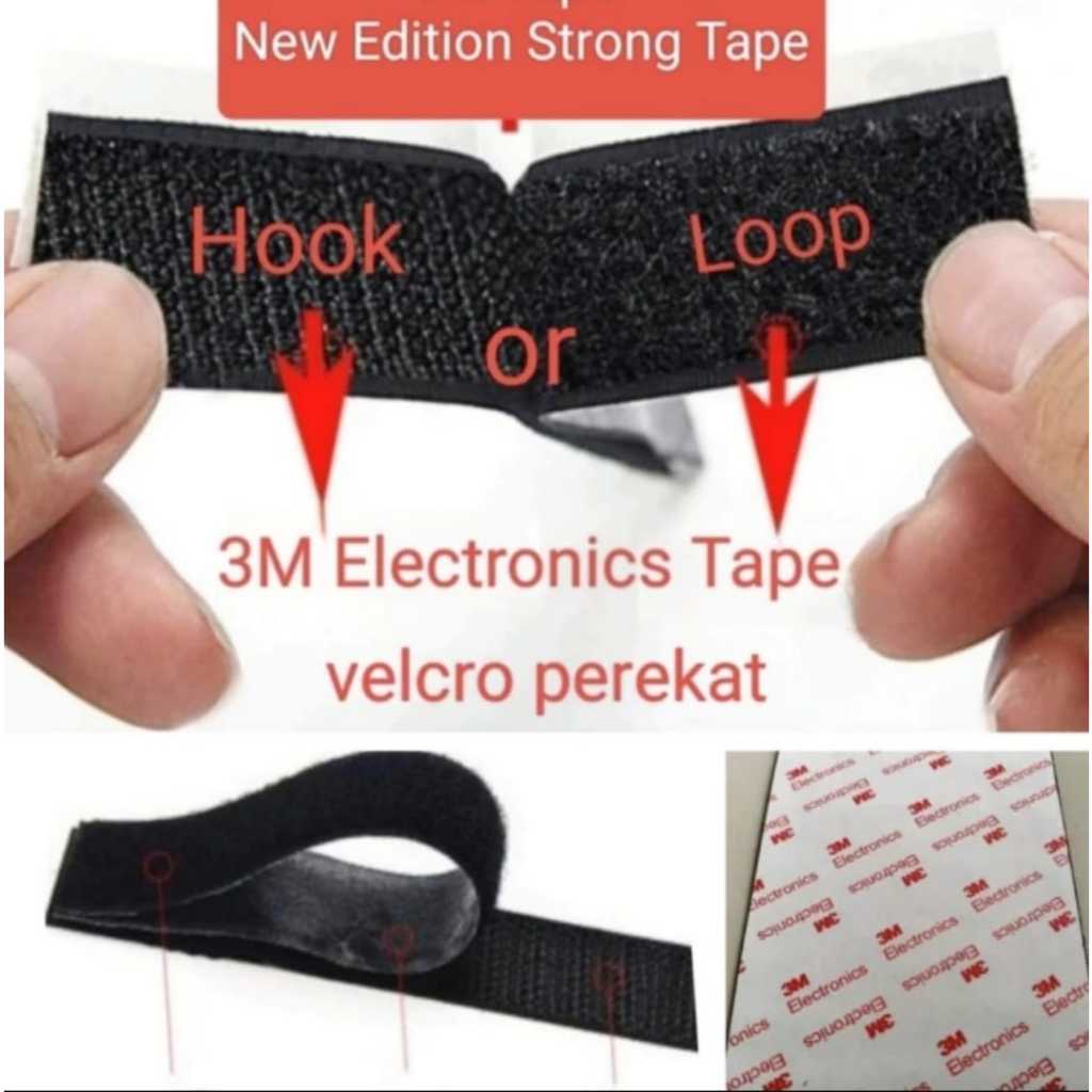 Perekat Double Tape Hook and Loop Lebar 2,5cm-5cm-10cm
