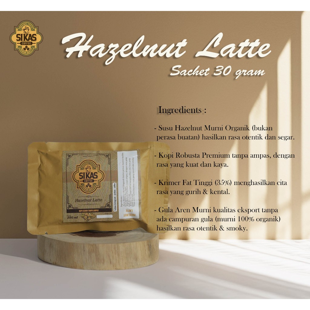 

Sikas Coffee Hazelnut Latte Sachet 30gram Kopi Instan tinggal seduh