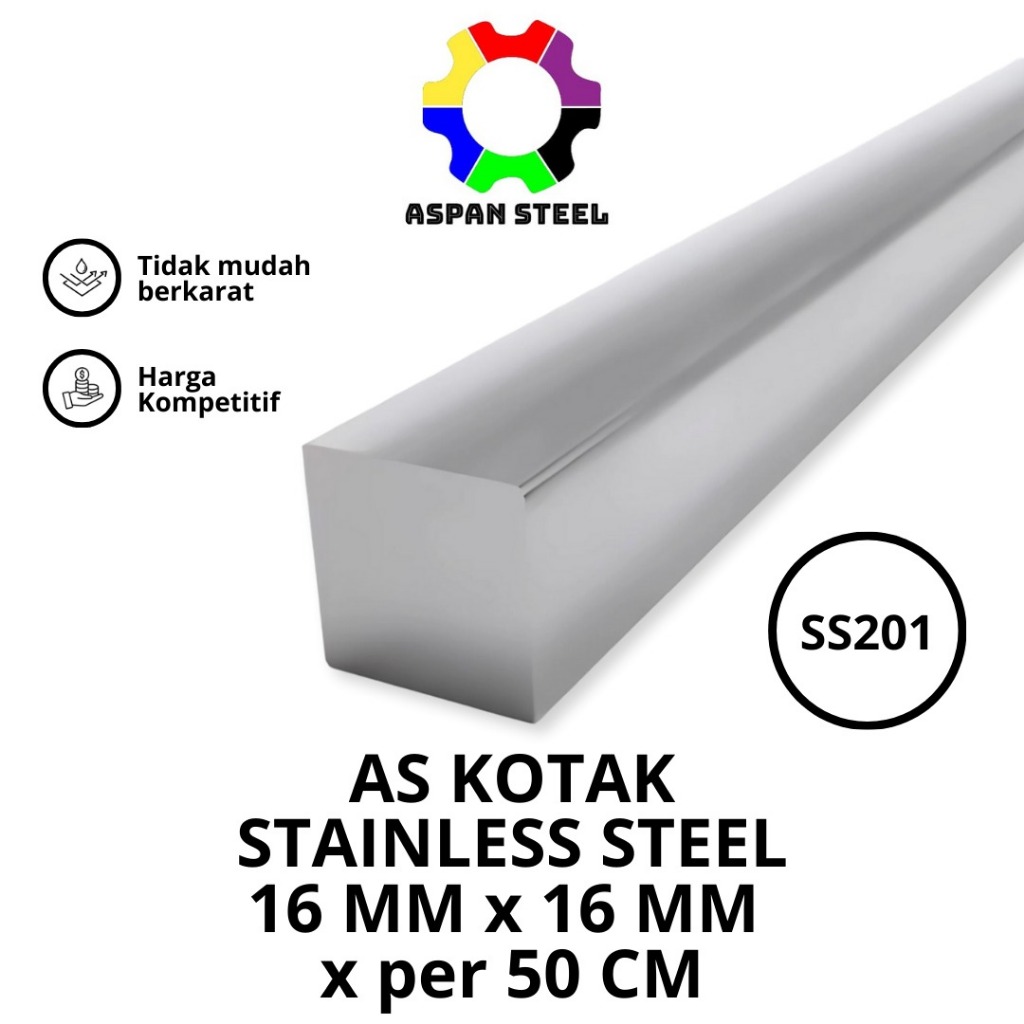 As kotak 16 mm x 16 mm stainless steel 201