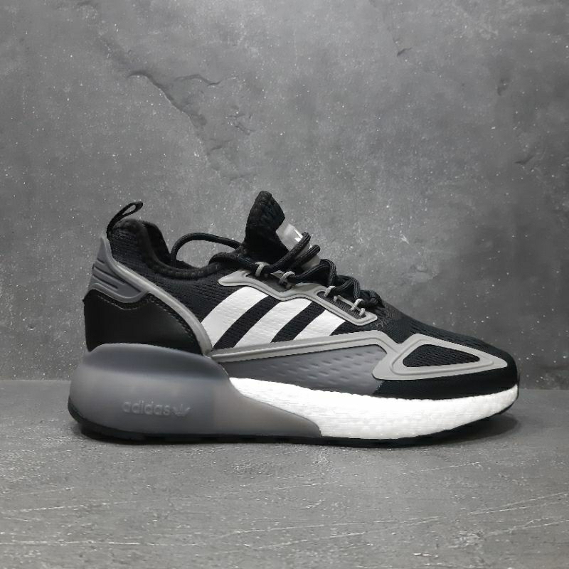 Sepatu adidas ZX 2K boost  black white grey