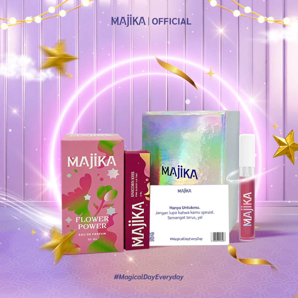 MAJIKA Aura Kit Gift Box |KADO ULANG TAHUN|HANYA UNTUKMU|SELAMAT | [Flower Power EDP + Lip Tint Unic