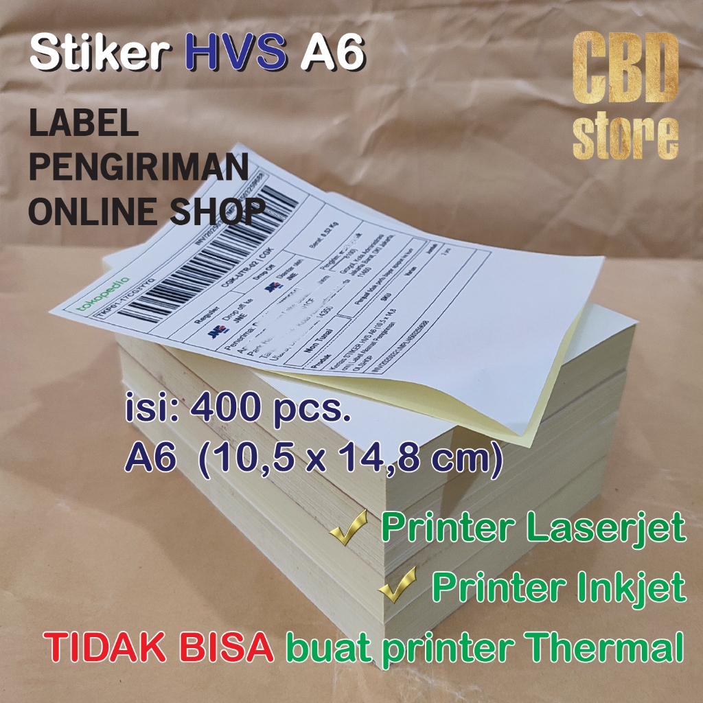 

Sticker HVS A6 Label Resi Alamat Pengiriman Online Shop isi 400 lembar