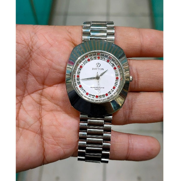 jam tangan pria Dayton stenlis steel klasik vintage silver normal