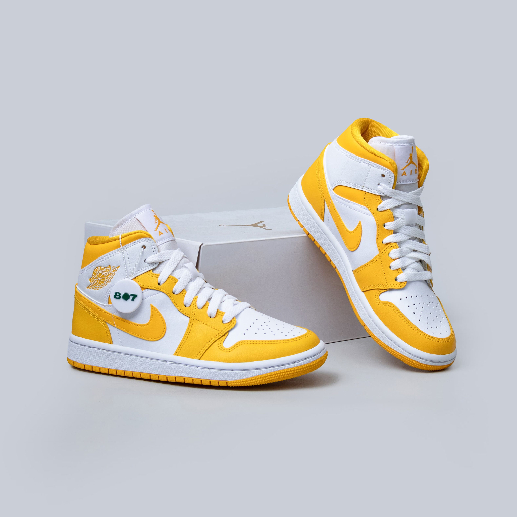 Air Jordan 1 Mid White Univ Gold Yellow
