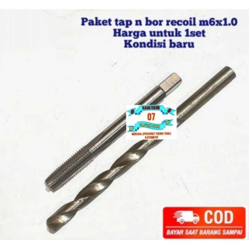 tap recoil set paket tap n bor recoil m6x1.0 untuk recoil baut 10