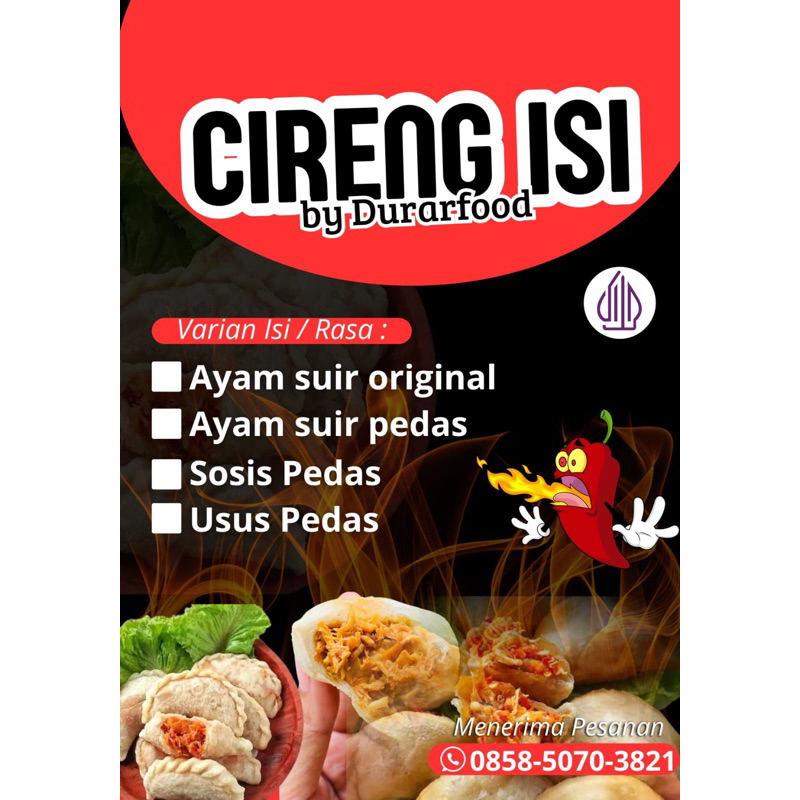 

Cireng Aneka Isi(Suir Ayam,Pentol pedas,Usus pedas)
