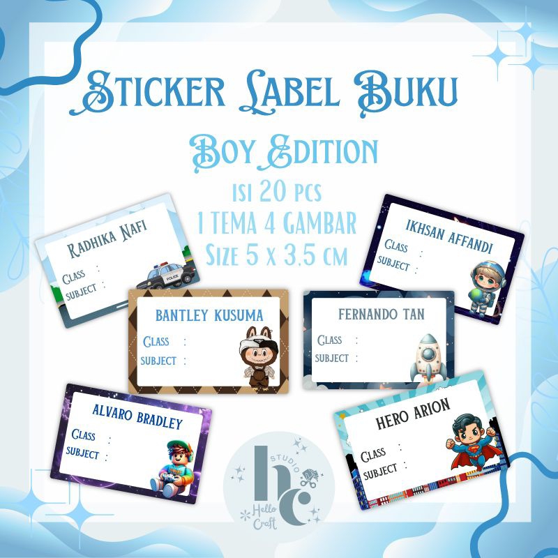 

Sticker custom nama label buku/sticker waterproof/sticker tahan air/sticker nama anak laki-laki/Sticker label nama murah