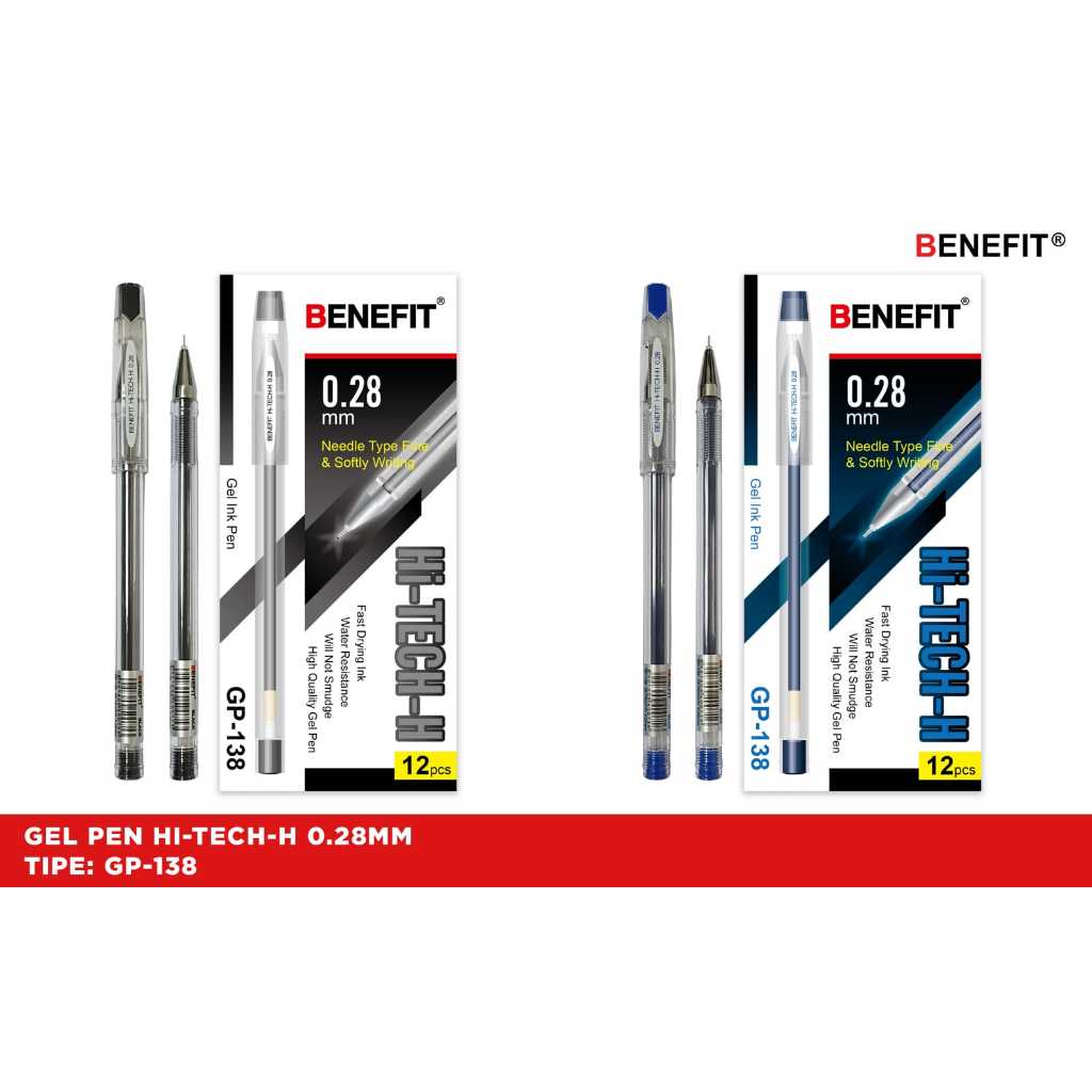 

Pulpen Gel Ujung Lancip Super Fine HITEC 0.28 mm Ballpoint Pen Jel Tekan Rectract /TUTUP