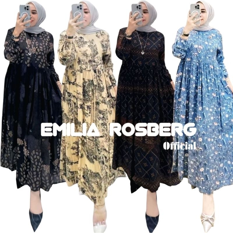 Gamis Midi Dress Rayon Premium Resleting Busui Lengan Karet Wanita Muslimah