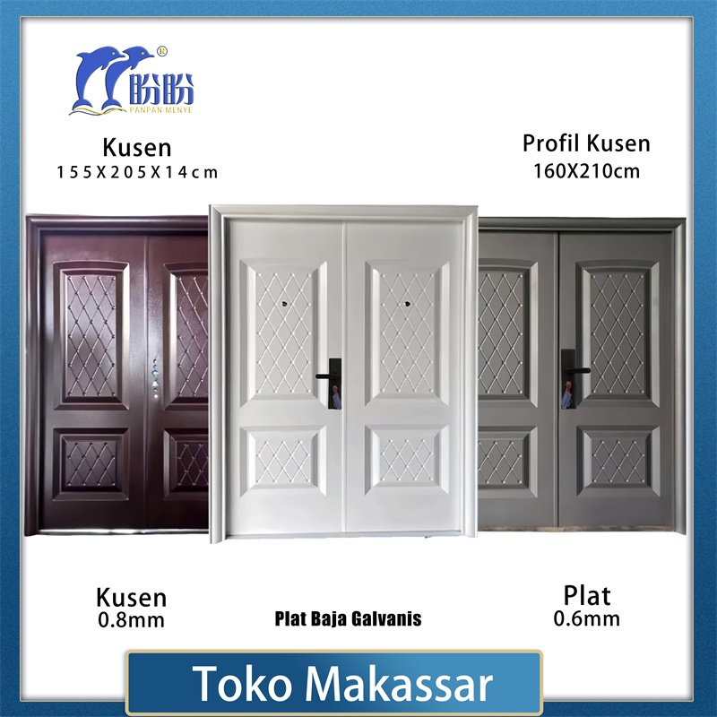 PT PANPAN - (LUXURY DOUBLE PAN 8042 ) Pintu Baja /Pintu Plat Baja Double Kupu Kupu Tarung Utama Pint