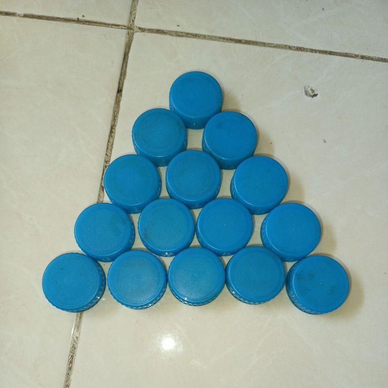 (100 PCS BEKAS WARNA BIRU MUDA ) TUTUP BOTOL LONG NEK BEKAS 100 PCS  / TUTUP AQUA BEKAS