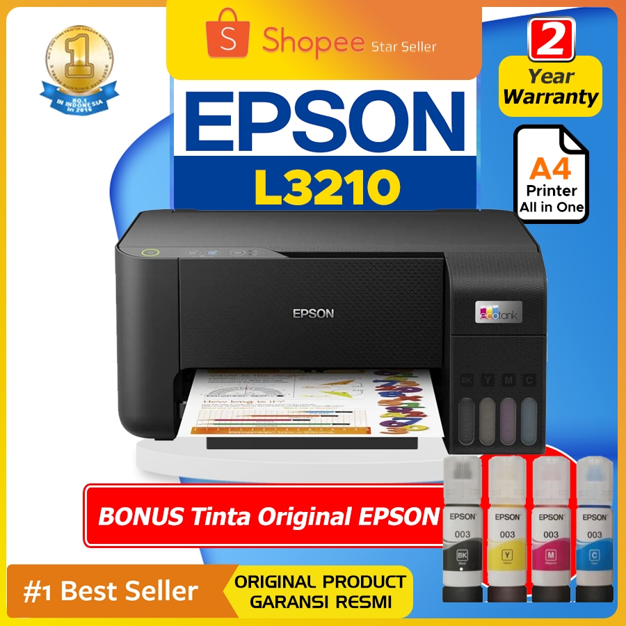 Printer Epson L3210 All In One - Print Scan Copy Pengganti Epson L3110 Printer Multifungsi