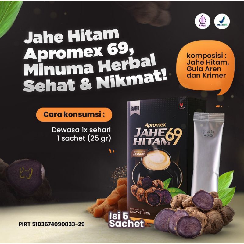 

Minuman Herbal Instan Jahe Hitam Apromex 69 isi 5 sachet
