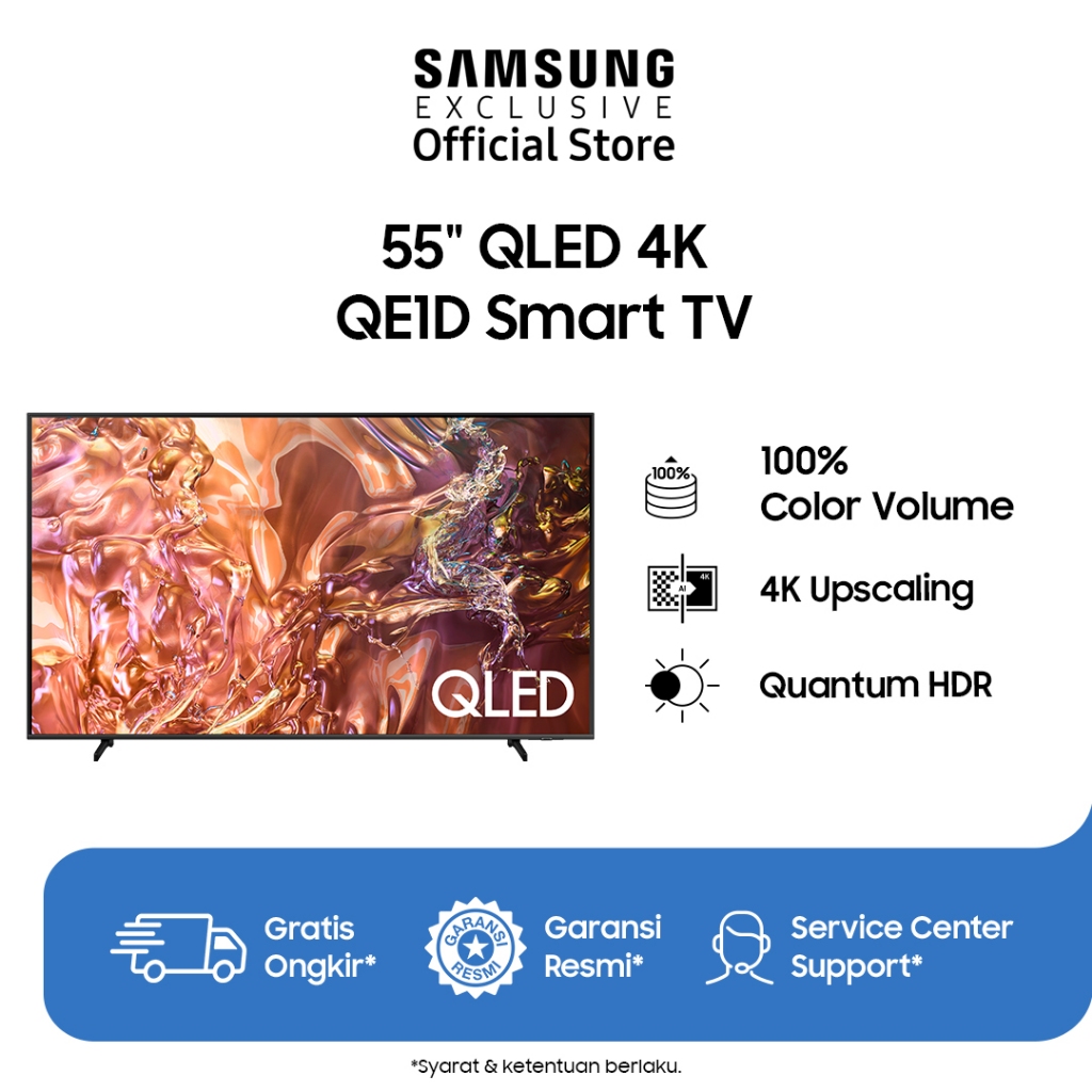Samsung 55" QLED 4K QE1D Smart TV | 100% Quantum HDR | AirSlim Design | QA55QE1DAKXXD