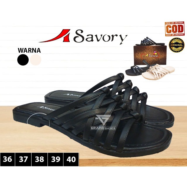 Savory sendal wanita Flat flip flop kasual kuat nyaman original