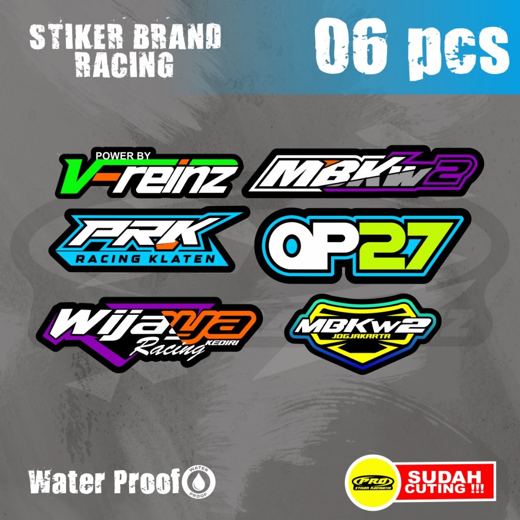 

PAKET PACK STIKER ISI 6 TEAM RACING ANTI LUNTUR MURAH BERKUALITAS VYNIL