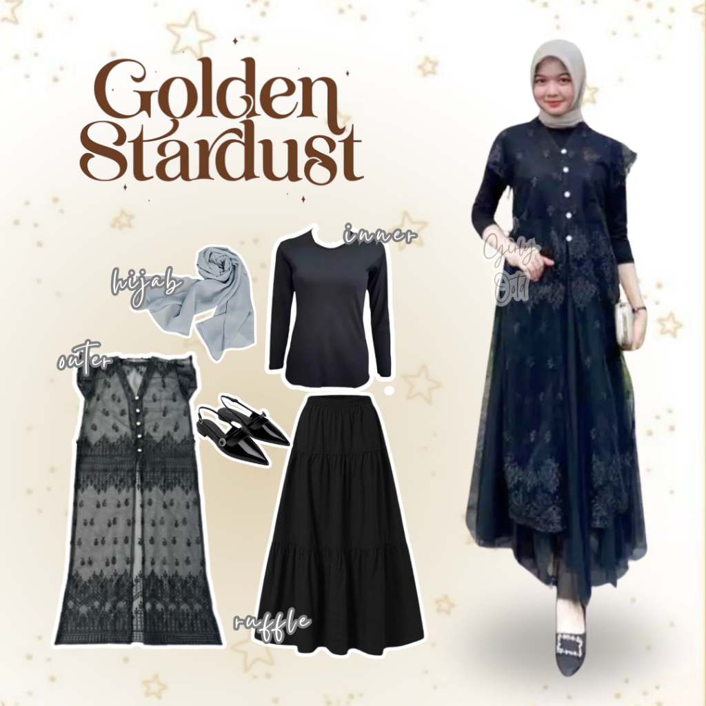 1 Set Outfit Remaja Elegant Style (Hijab, Inner, Outer, Rok) OOTD Hijab Hangout Nongki - GO28