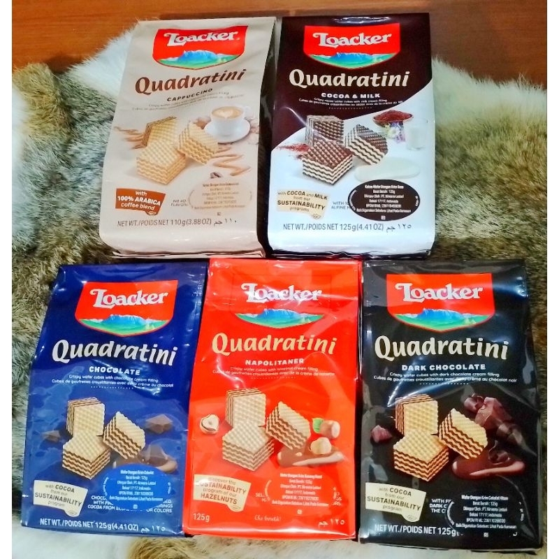 

LOACKER QUADRATINI 125GRAM WAFER LOACKER 125GRAM LOACKER DARK CHOCOLATE LOACKER NAPOLITANER 125GRAM