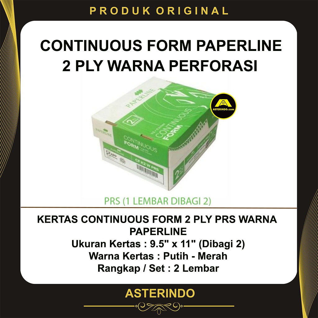 

Kertas CF Continuous Form Paperline 2 Ply Warna Perforasi 9.5" x 11" Di bagi 2 Putih Merah
