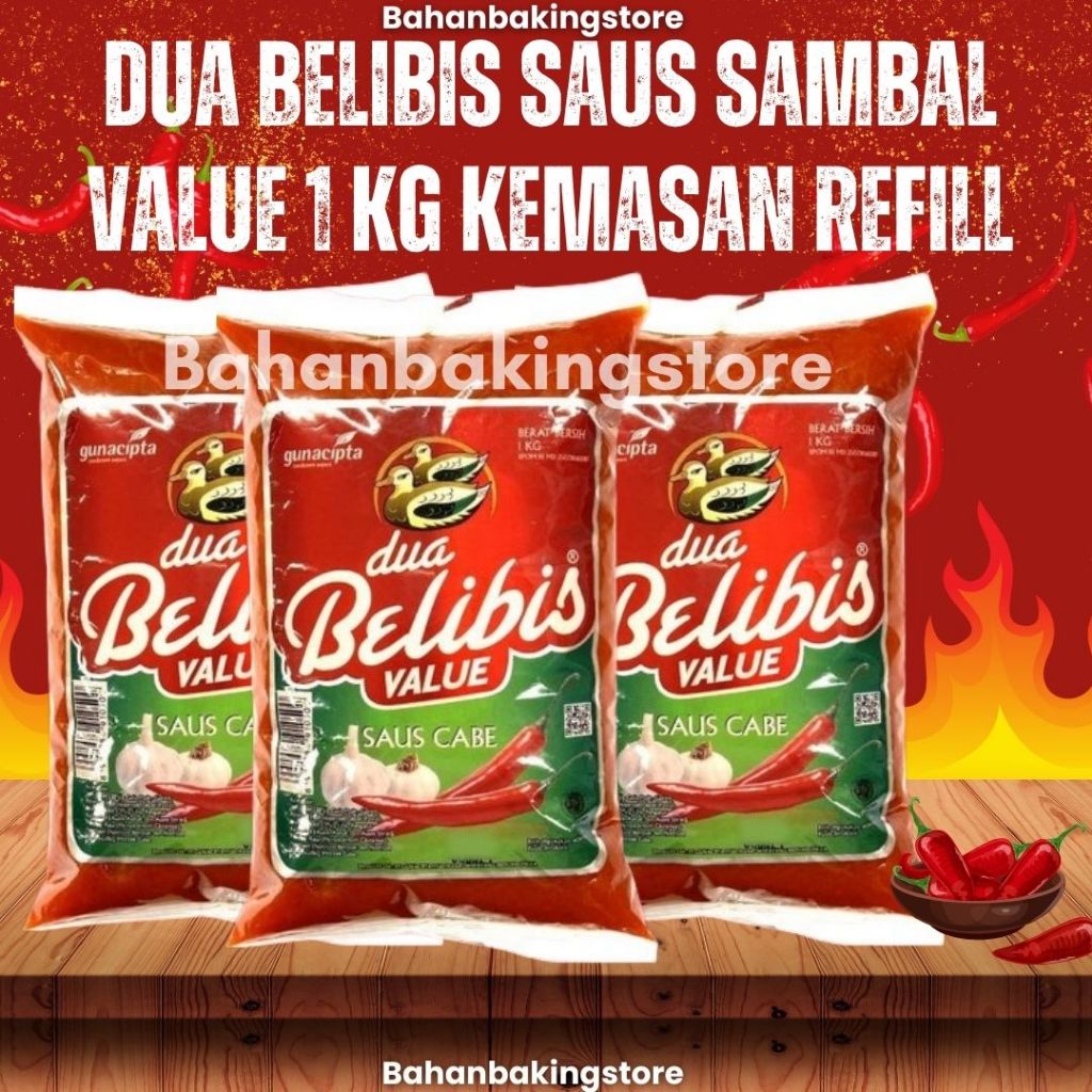 

DUA BELIBIS SAUS SAMBAL VALUE 1 KG | SAOS CABE 1KG CABAI ASLI | CHILI SAUCE EXTRA HOT