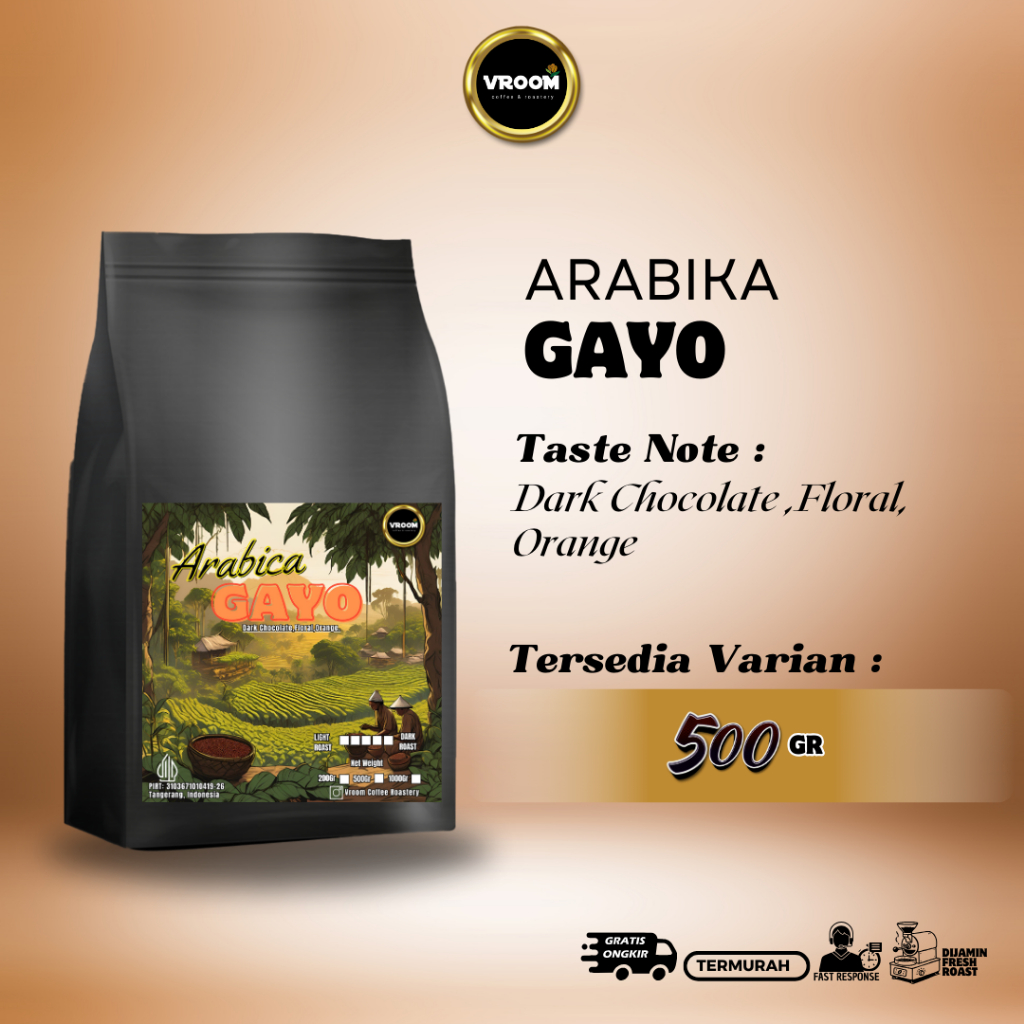 

Coffee Arabica Gayo Aceh Roasted Bean Arabika Biji Matang Bubuk 500Gram