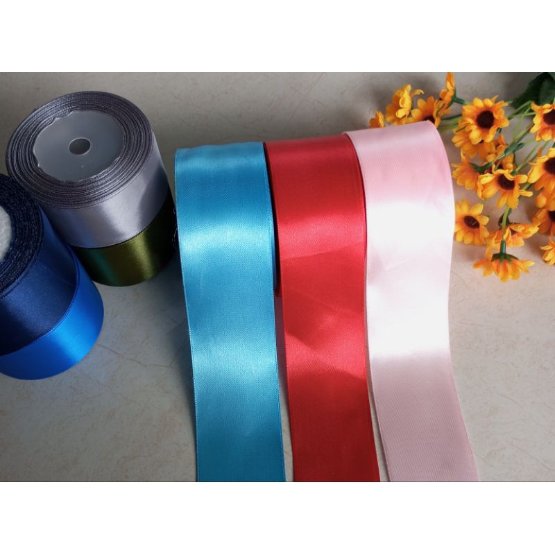 

Pita Satin 5cm 1Roll Pita Kado Satin Pita Satin Warna 2 Inch Pita Hampers Pita Hias Buket Pita Kain Warna warni Hampers