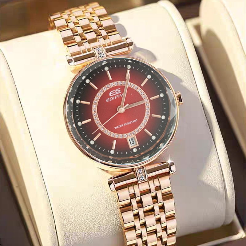 EDIFIVE Jam Tangan Wanita Original Berlian Korean Gaya Elegan Kuarsa Jam Tangan Cewek