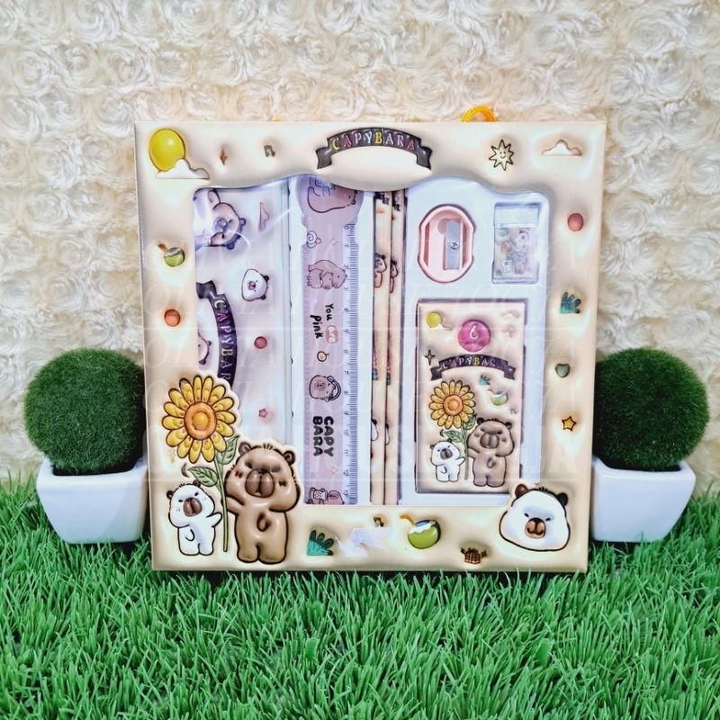 

Stationary Set Capybara 6in1 Stationary Set Capybara Coklat Stationary Capybara Box Crayon 6in1