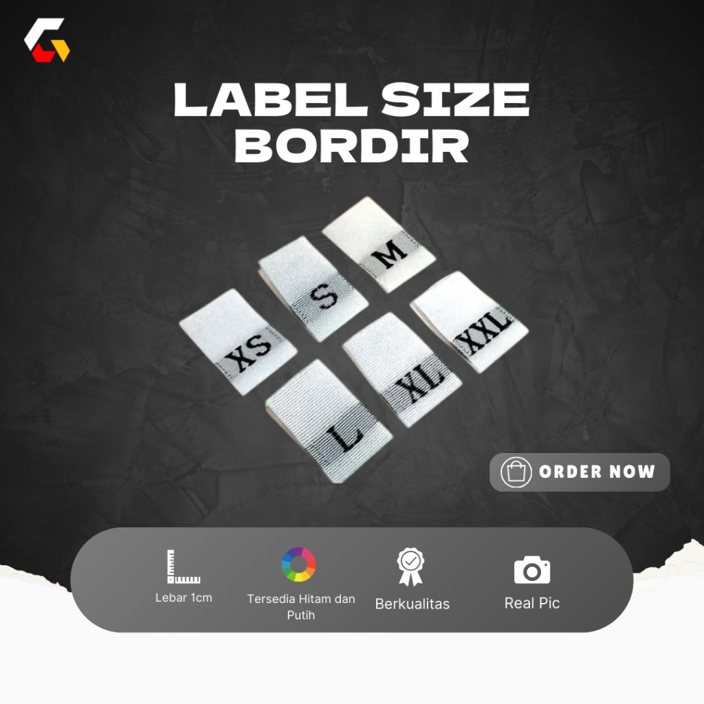

Label Size Bordir Label Size Huruf XS S M L XL XXL XXXL Woven Bordir Size Rajut Hitam dan Putih