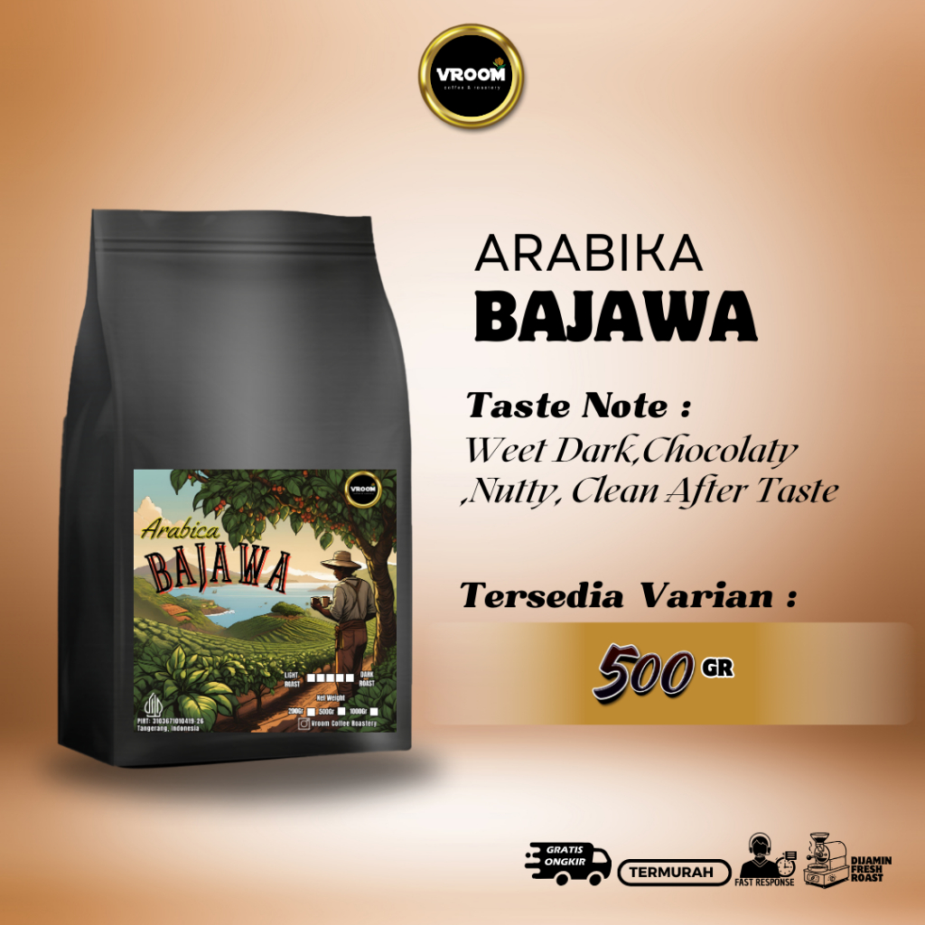 

Coffee Arabica Bajawa Flores Roasted Bean Arabika Biji Matang Bubuk 500Gram