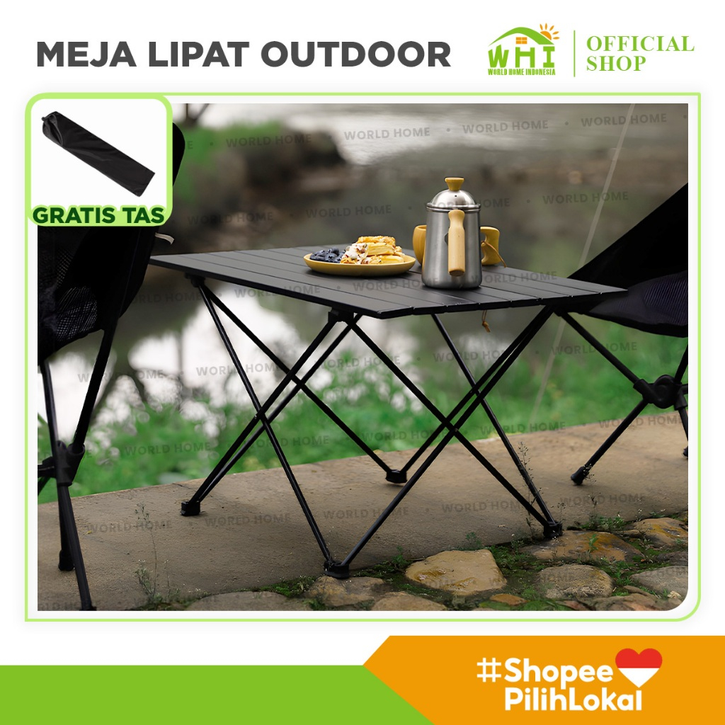 World Home Meja Camping Lipat Outdoor Meja Kemping Meja Lipat Outdoor & Kursi Bangku Kemping