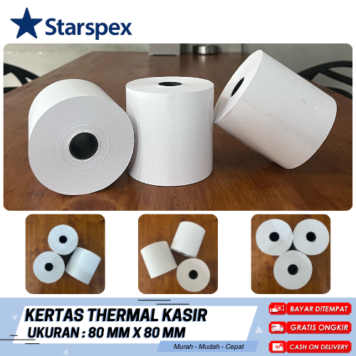 

Kertas Kasir Thermal 80x80 Merek STARSPEX Harga Per Pcs dan Print Black Colour